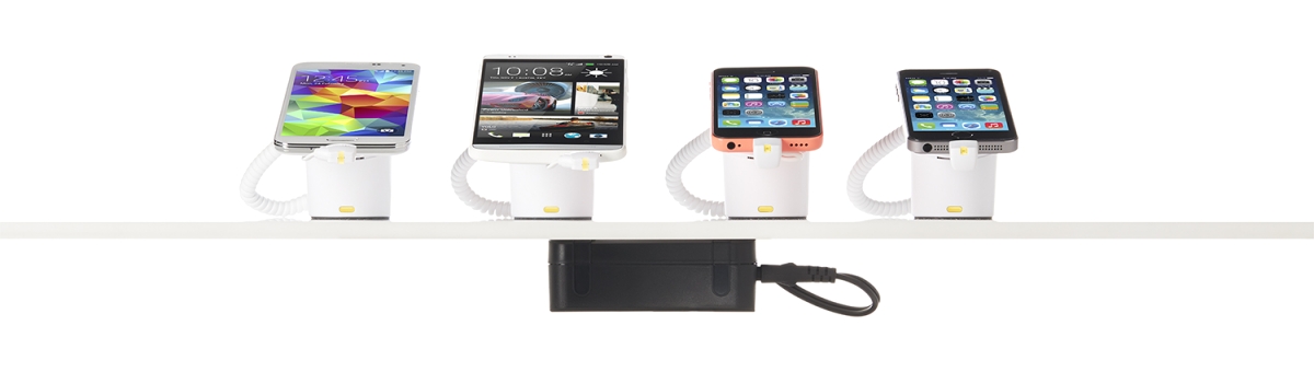 Hộp nguồn 4 cổng có thể sạc và bảo vệ cùng lúc 4 sản phẩm trưng bày 