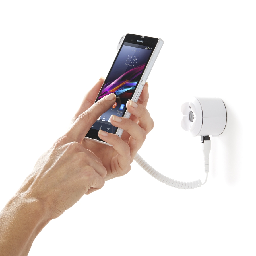 Thiết bị bảo vệ điện thoại Sony trưng bày treo tường