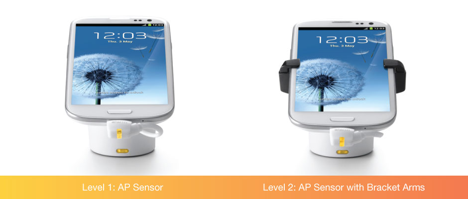 So sánh thiết bị bảo vệ điện thoại trưng bày cấp độ 1 và 2